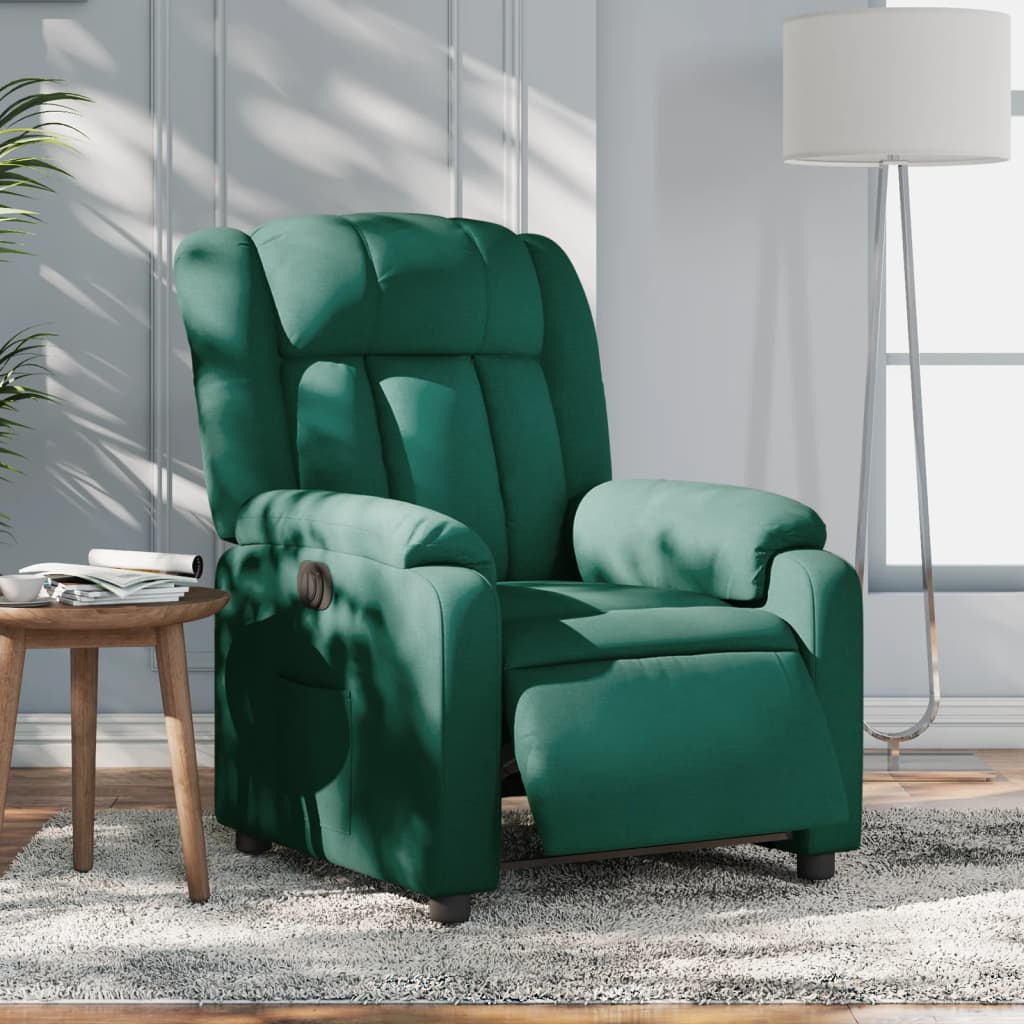 Polohovací Křeslo Tmavě Zelené Textil Tmavě Zelená