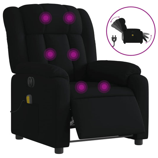 Elektrické Masážní Polohovací Křeslo Černé Textil Černá