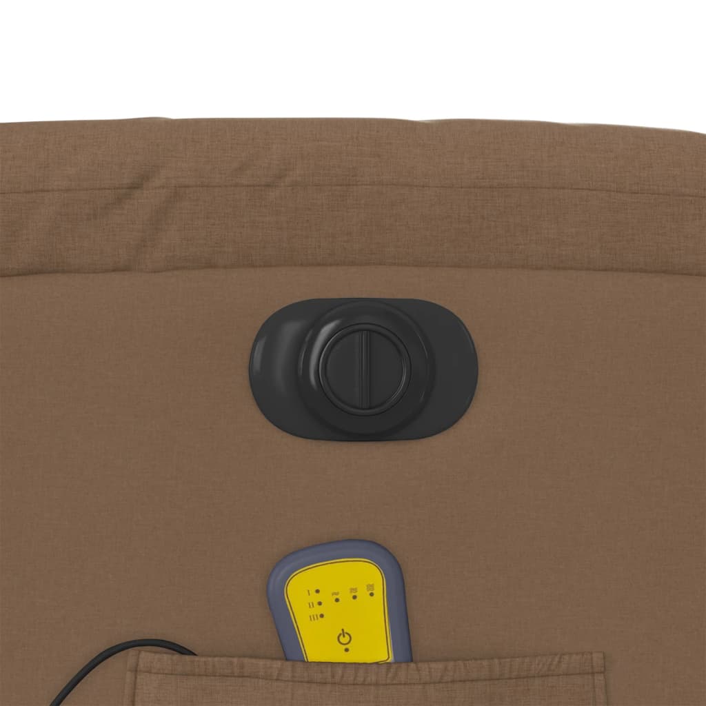 Elektrické Masážní Polohovací Křeslo Hnědé Textil Hnědá