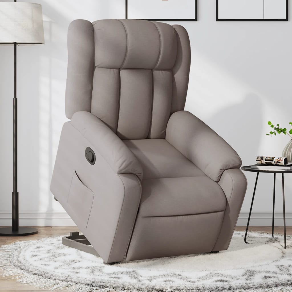 Zvedací Masážní Polohovací Křeslo Textil Taupe