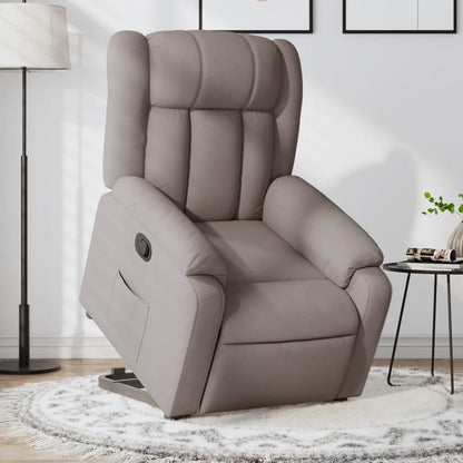 Zvedací Masážní Polohovací Křeslo Textil Taupe