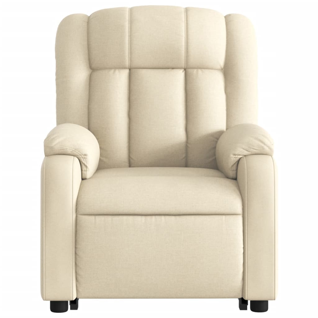 Zvedací Polohovací Křeslo Krémové Textil Krémová