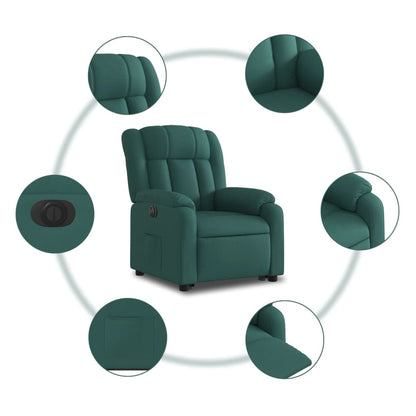Elektrické Zvedací Polohovací Křeslo Tmavě Zelené Textil Tmavě Zelená
