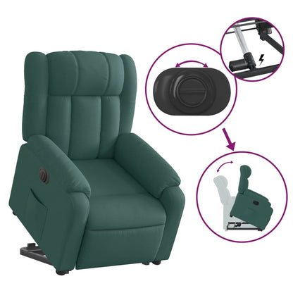 Elektrické Zvedací Polohovací Křeslo Tmavě Zelené Textil Tmavě Zelená