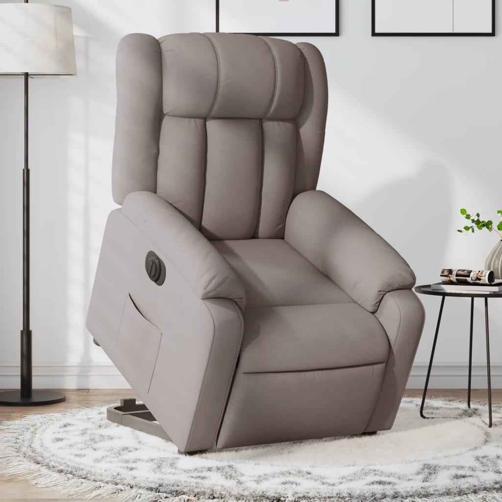 Zvedací Masážní Polohovací Křeslo Textil Taupe