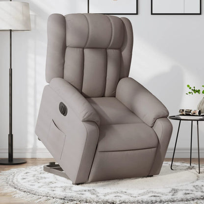 Zvedací Masážní Polohovací Křeslo Textil Taupe