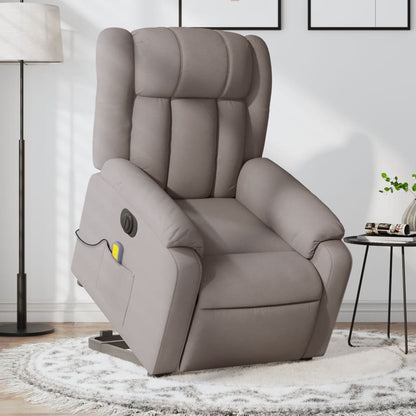 Zvedací Masážní Polohovací Křeslo Textil Taupe