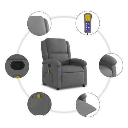 Masážní Křeslo S Polohovacím Mechanismem, Tmavě Šedé, Látkové