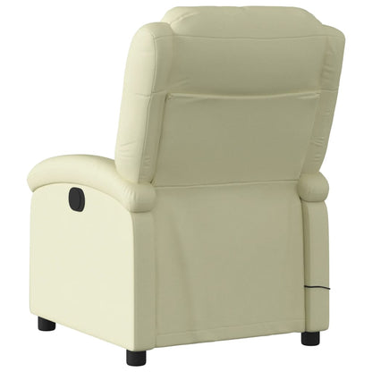 Masážní Polohovací Křeslo Krémové, Pravá Kůže