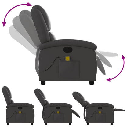 Masážní Křeslo S Polohovacím Mechanismem, Šedé, Pravá Kůže