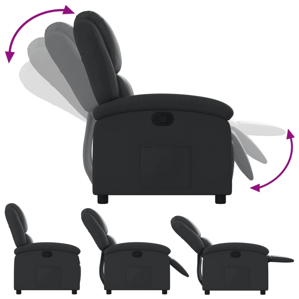 Polohovací Křeslo Černé Z Pravé Kůže
