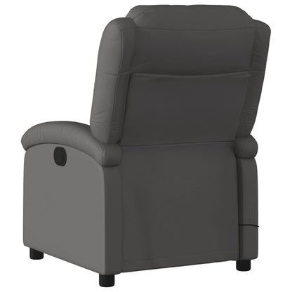 Masážní Křeslo S Polohovacím Mechanismem, Šedé, Pravá Kůže