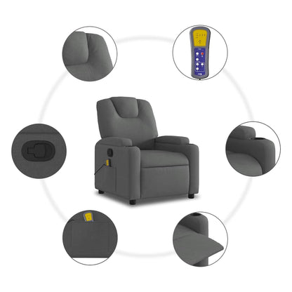 Masážní Křeslo S Polohovacím Mechanismem, Tmavě Šedé, Látkové