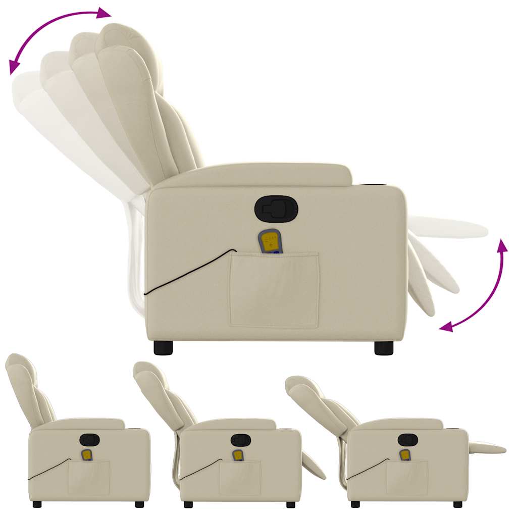 Masážní Polohovací Křeslo Krémové, Umělá Kůže