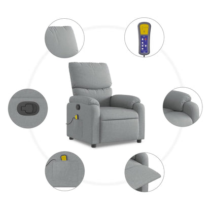 Masážní Křeslo S Polohovacím Mechanismem, Světle Šedé, Látkové
