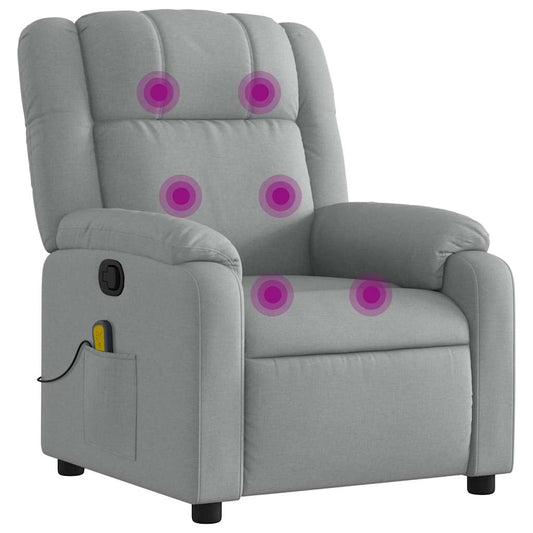 Masážní Křeslo S Polohovacím Mechanismem, Světle Šedé, Látkové