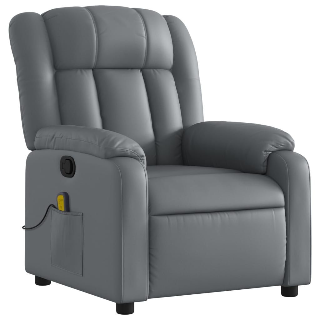 Masážní Polohovací Křeslo Šedé, Umělá Kůže