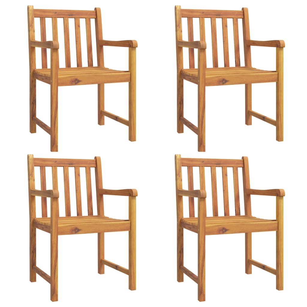 Zahradní Židle 4 Ks 56 X 55,5 X 90 Cm Masivní Akáciové Dřevo