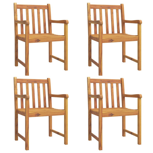 Zahradní Židle 4 Ks 56 X 55,5 X 90 Cm Masivní Akáciové Dřevo
