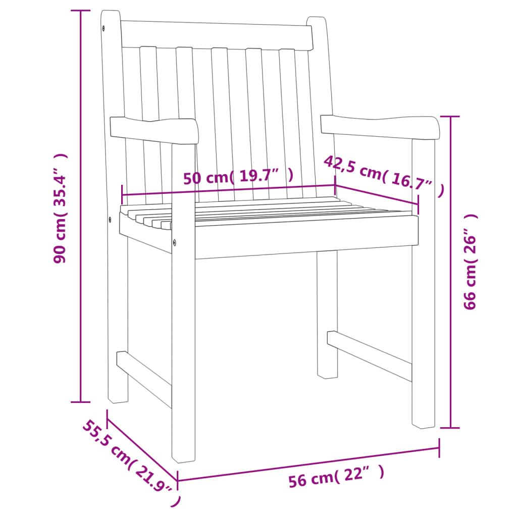 Zahradní Židle 4 Ks 56 X 55,5 X 90 Cm Masivní Akáciové Dřevo