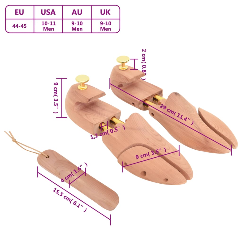 Roztahováky do bot se lžící EU 44–45 masivní cedrové dřevo