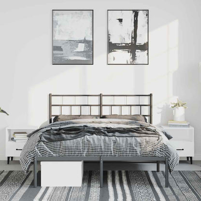 Kovový Rám Postele S Čelem Černý 135 X 190 Cm