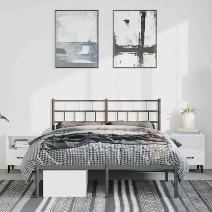 Kovový Rám Postele S Čelem Černý 150 X 200 Cm