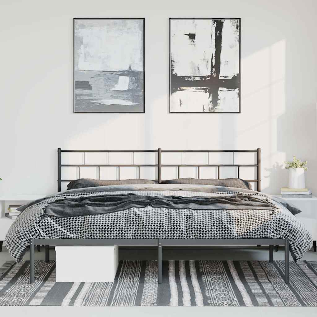 Kovový Rám Postele S Čelem Černý 183 X 213 Cm