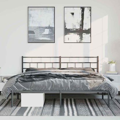 Kovový Rám Postele S Čelem Černý 183 X 213 Cm
