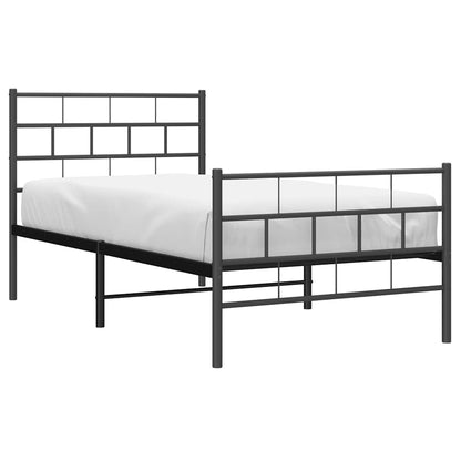 Kovový Rám Postele S Hlavovým A Nožním Čelem Černý 100 X 200 Cm