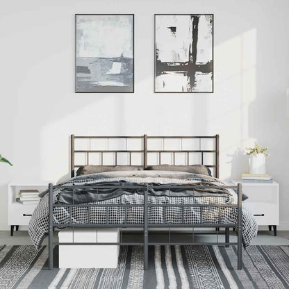 Kovový Rám Postele S Hlavovým A Nožním Čelem Černý 135 X 190 Cm