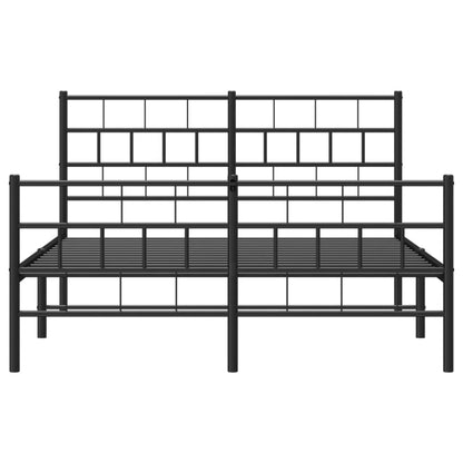 Kovový Rám Postele S Hlavovým A Nožním Čelem Černý 140 X 200 Cm