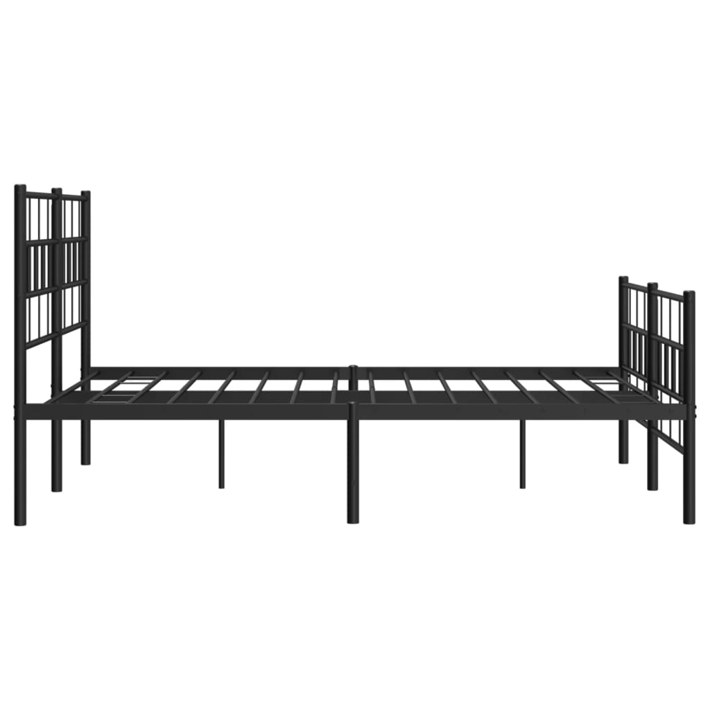 Kovový Rám Postele S Hlavovým A Nožním Čelem Černý 140 X 200 Cm