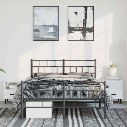 Kovový Rám Postele S Hlavovým A Nožním Čelem Černý 150 X 200 Cm