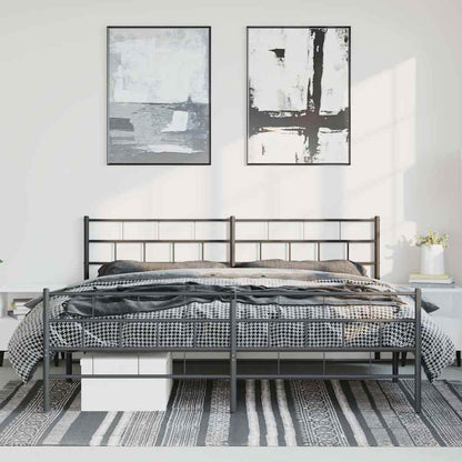 Kovový Rám Postele S Hlavovým A Nožním Čelem Černý 183 X 213 Cm