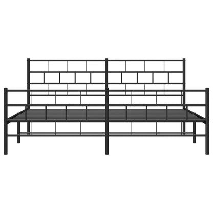 Kovový Rám Postele S Hlavovým A Nožním Čelem Černý 200 X 200 Cm