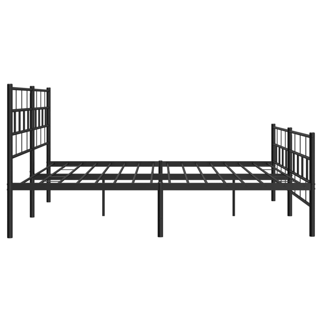 Kovový Rám Postele S Hlavovým A Nožním Čelem Černý 200 X 200 Cm