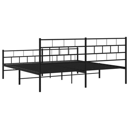 Kovový Rám Postele S Hlavovým A Nožním Čelem Černý 200 X 200 Cm