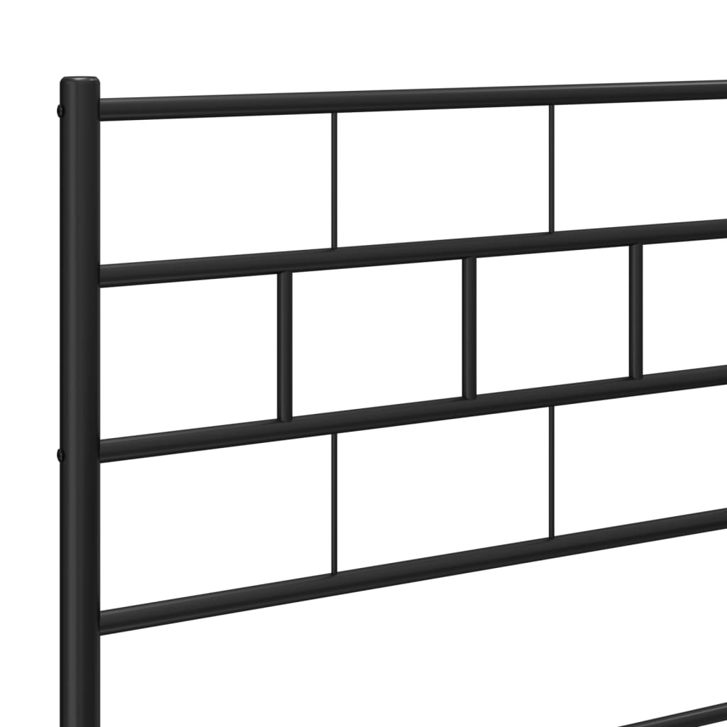 Kovový Rám Postele S Hlavovým A Nožním Čelem Černý 200 X 200 Cm