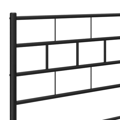 Kovový Rám Postele S Hlavovým A Nožním Čelem Černý 200 X 200 Cm