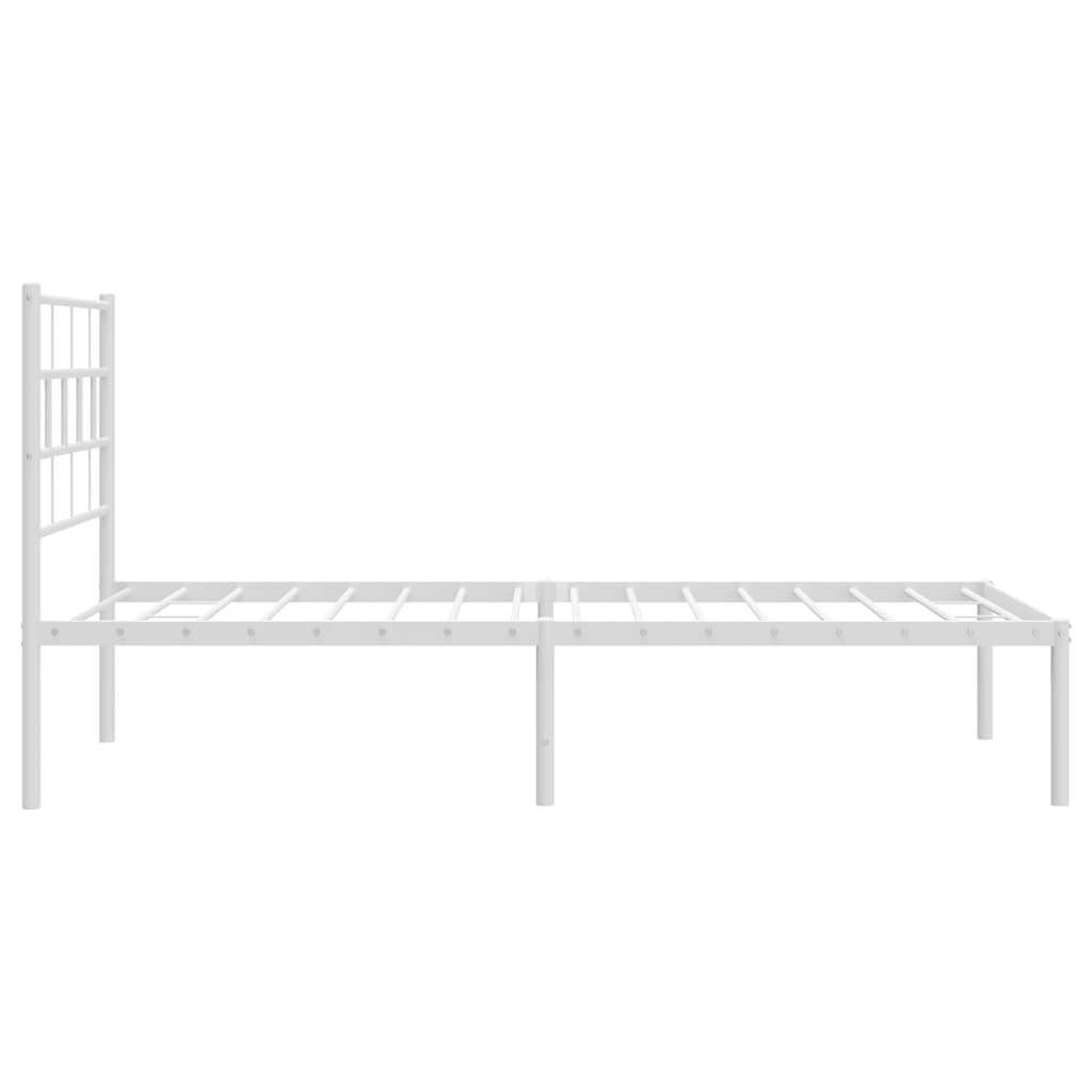 Kovový Rám Postele Bez Matrace S Čelem Bílý 75 X 190 Cm