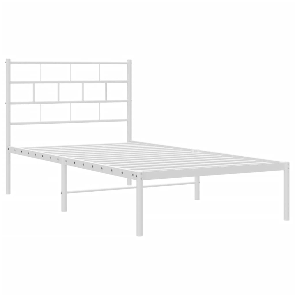 Kovový Rám Postele S Čelem Bílý 80 X 200 Cm