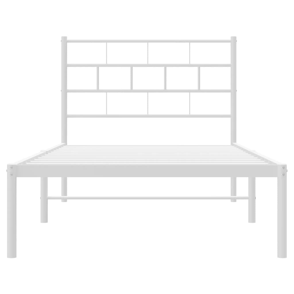 Kovový Rám Postele S Čelem Bílý 80 X 200 Cm