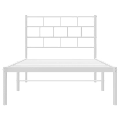 Kovový Rám Postele S Čelem Bílý 80 X 200 Cm