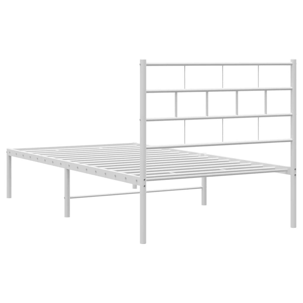 Kovový Rám Postele S Čelem Bílý 80 X 200 Cm