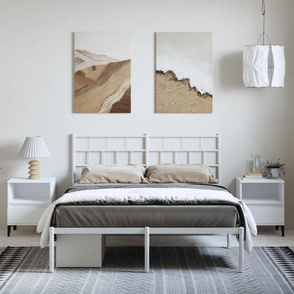 Kovový Rám Postele S Čelem Bílý 150 X 200 Cm