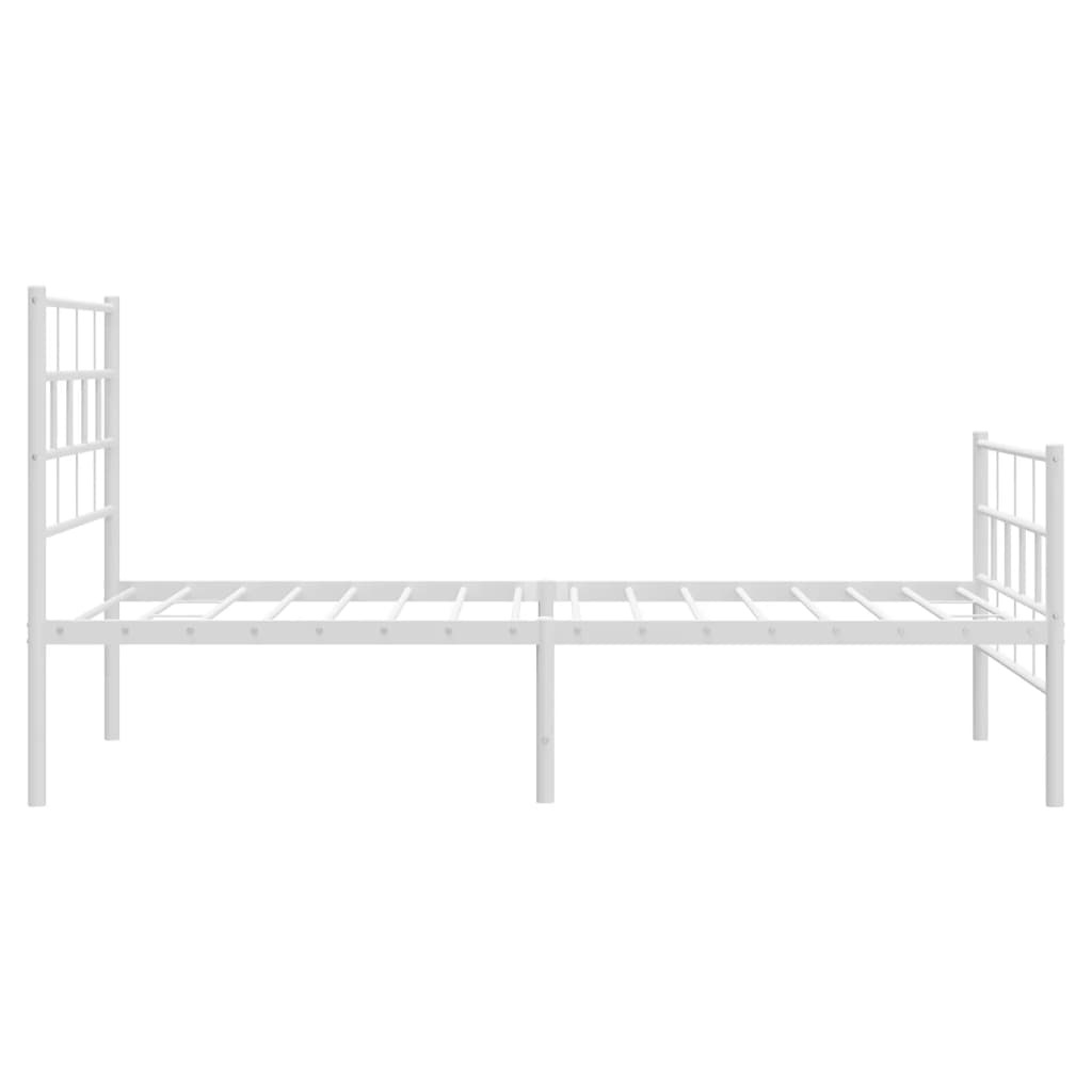 Kovový Rám Postele S Hlavovým A Nožním Čelem Bílý 107 X 203 Cm