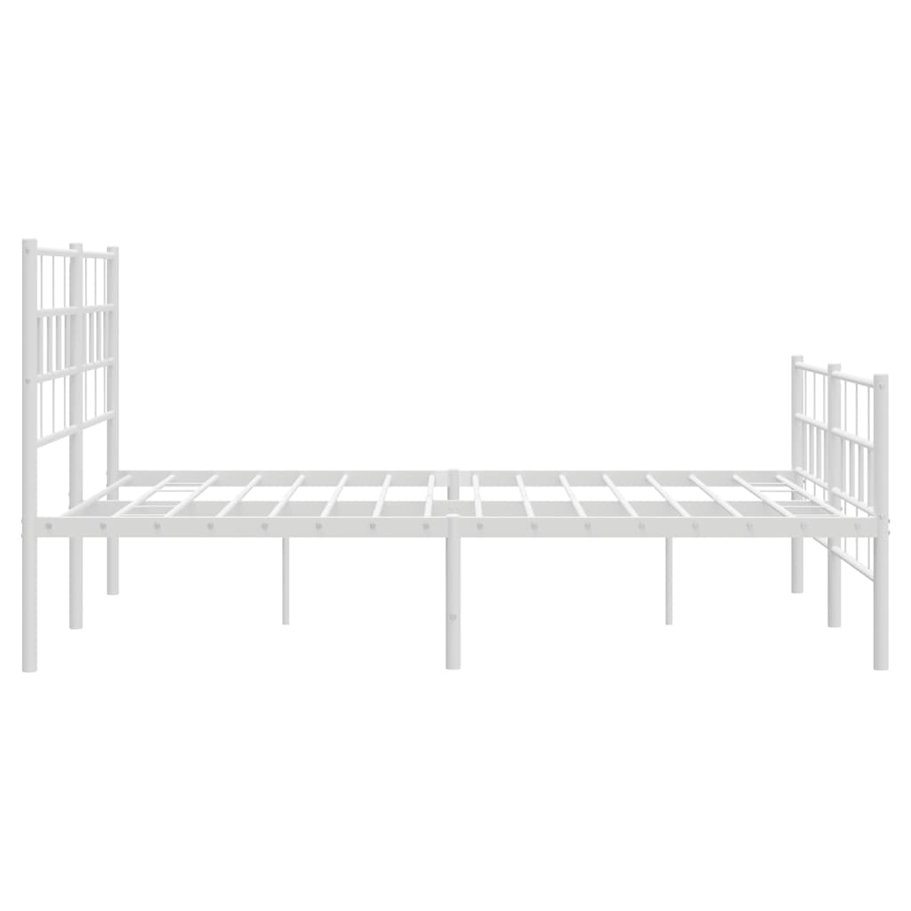 Kovový Rám Postele S Hlavovým A Nožním Čelem Bílý 120 X 200 Cm