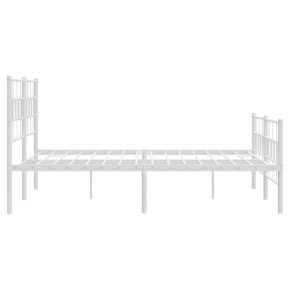 Kovový Rám Postele S Hlavovým A Nožním Čelem Bílý 120 X 200 Cm
