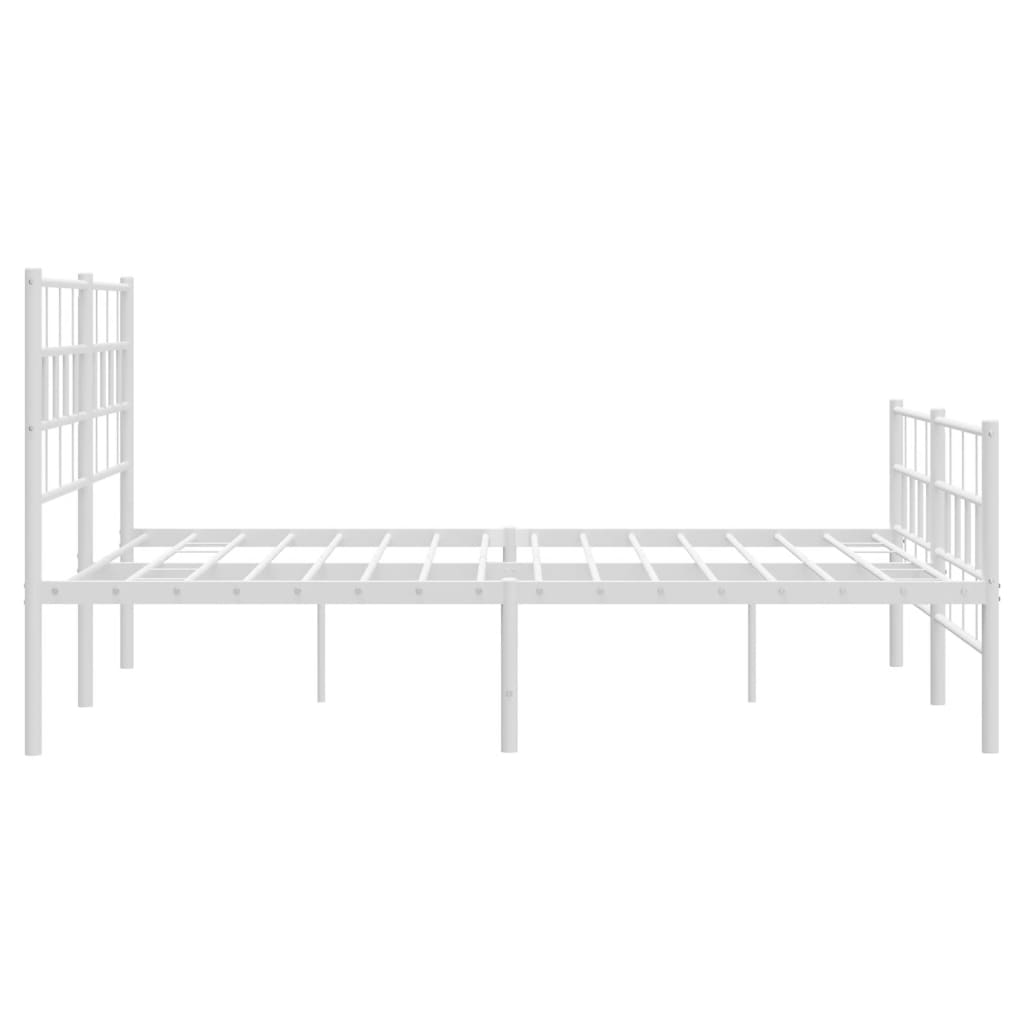 Kovový Rám Postele S Hlavovým A Nožním Čelem Bílý 140 X 190 Cm